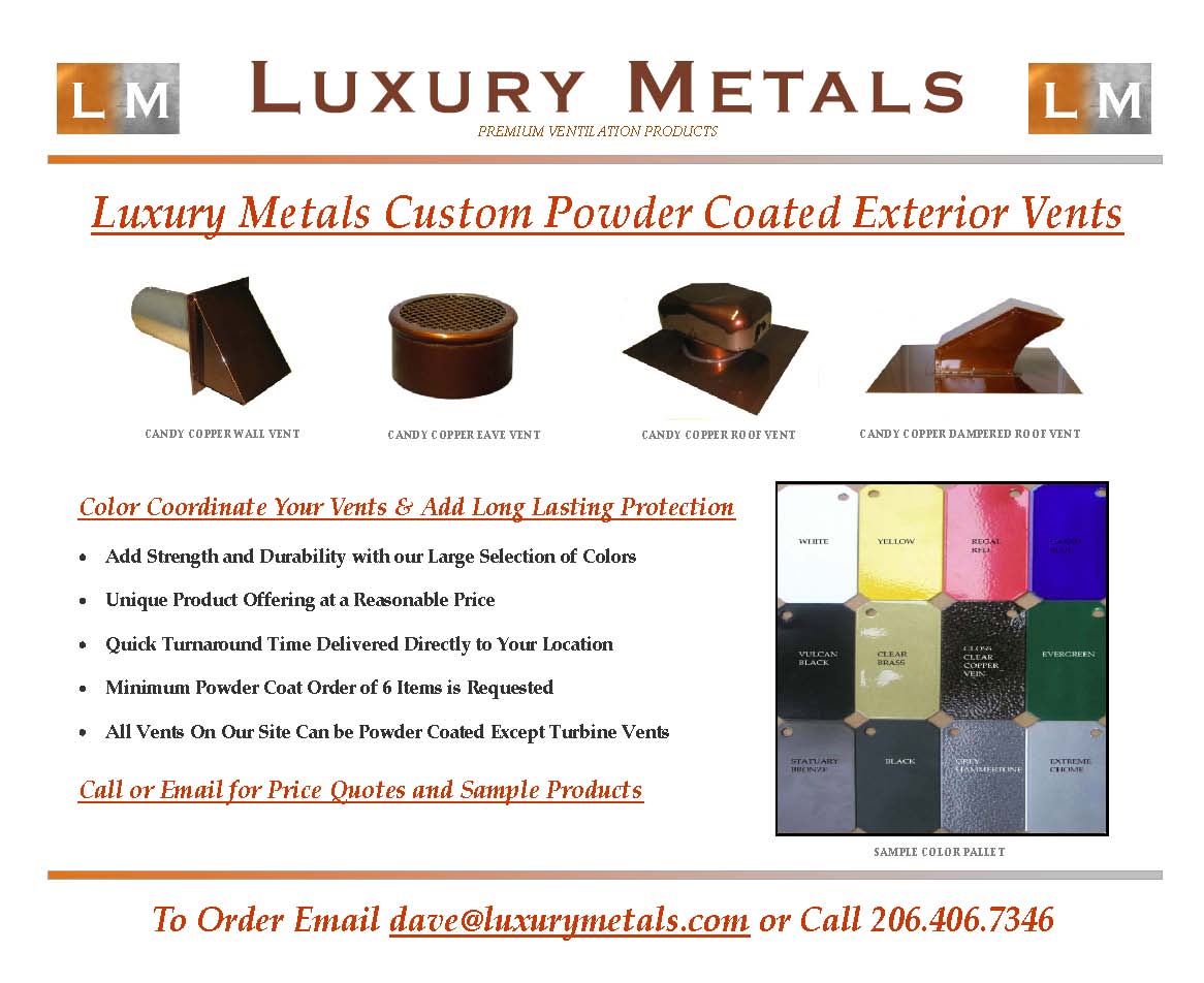 custom powder coated vents